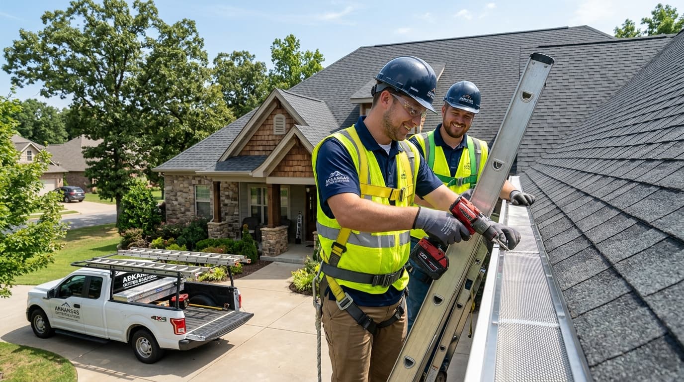 Professional Installation Crew on Multi-Story Roofline