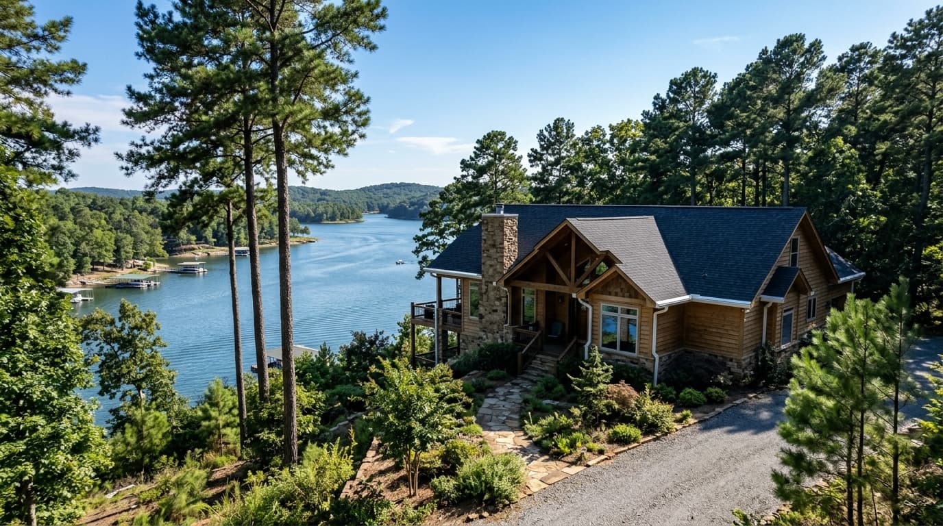 Lake Loch Lomond Bella Vista hillside home with 100% pine needle micro-mesh defense