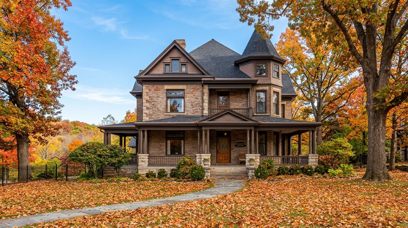 Mount Sequoyah Fayetteville estate home protected under tall hardwood oak and maple canopies